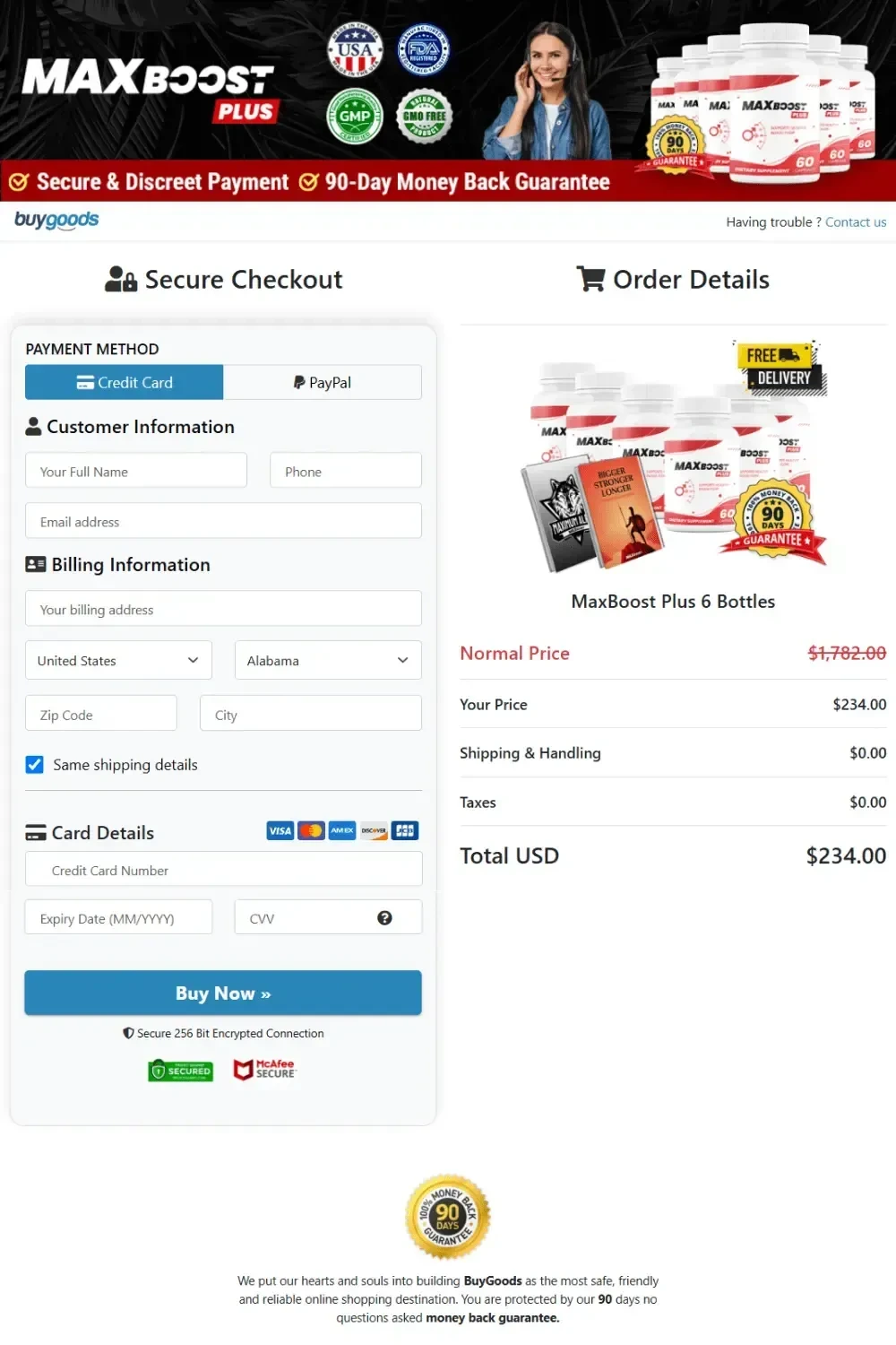 maxboost-plus-checkout page